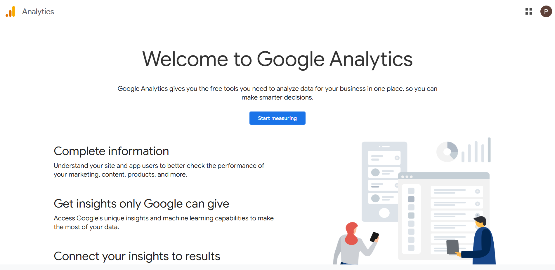 Google Analytics Homepage
