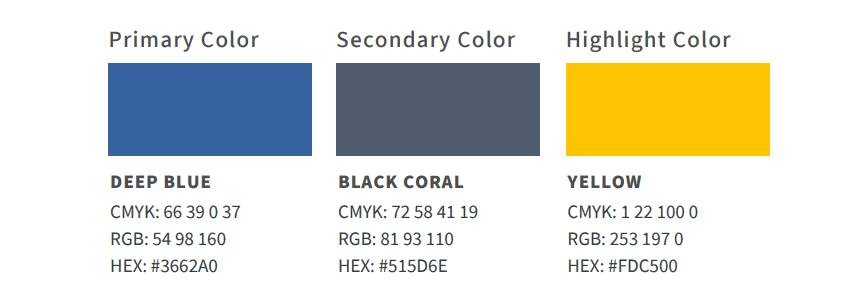 Brand color palette with primary and complementary colors for a construction company