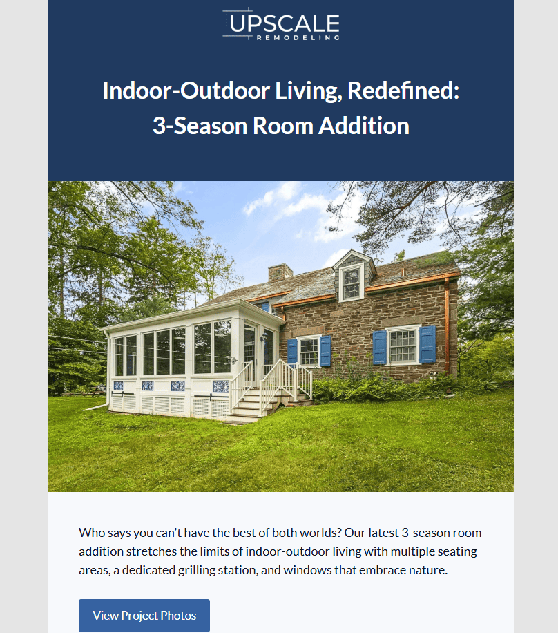 Upscale Remodeling email newsletter preview for construction email marketing