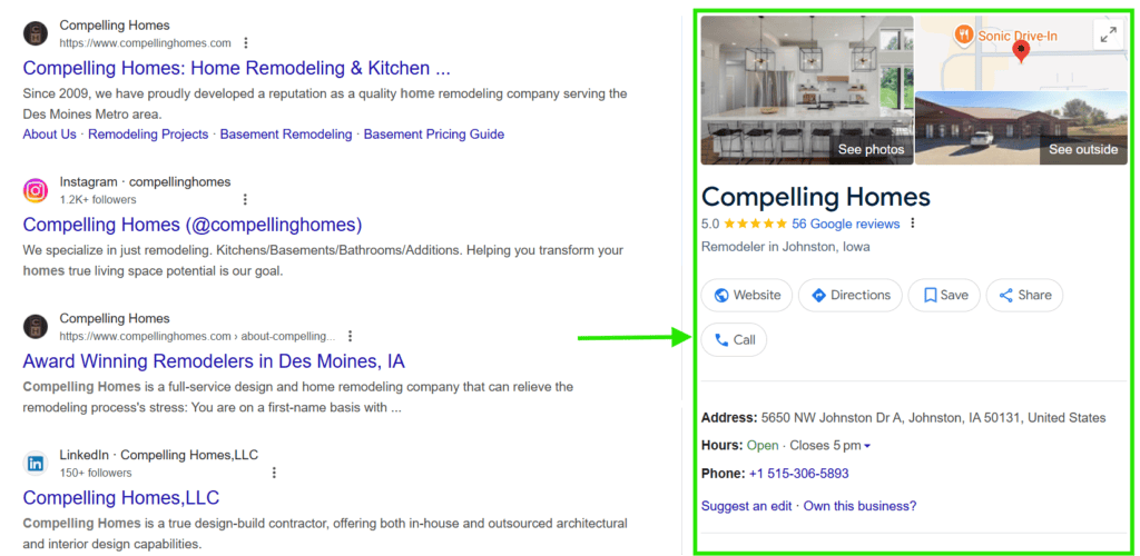 Compelling Homes Google Business Profile