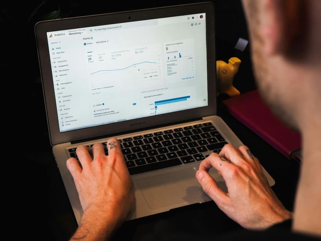 Laptop displaying website analytics for a digital marketing campaign
