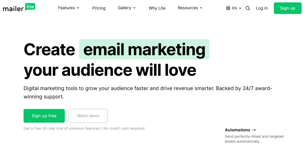 Mailer Lite screenshot